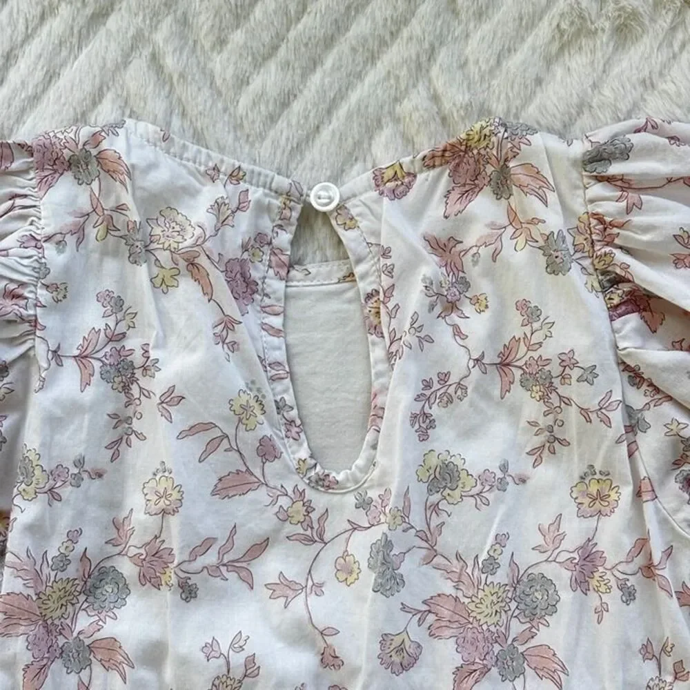 Noralee Girls Size 2 Floral Dress Puff Sleeve Tiered Lined Cottagecore